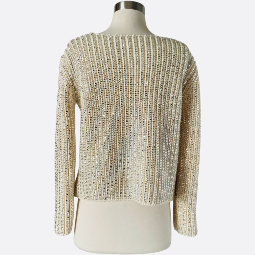 Ermanno Scervino Wool Crystal Embellished Sweater 42 Ivory Sparkle Knit Party - Picture 5 of 10